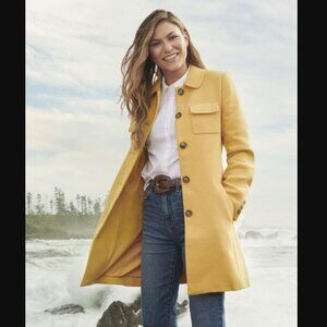 NWT RW&Co Classic Mid-Length Coat - Mustard Yellow Jacket - Size M